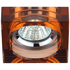 DK37 CH/BR Светильник ЭРА декор квадрат малый «толст.стекло» MR16,12V, 50W, хром/коричневый (30)