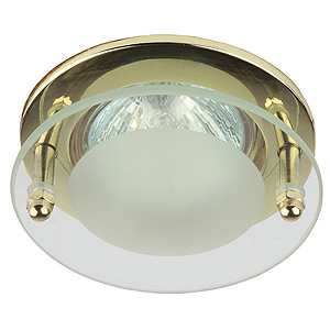 KL15 GD Светильник ЭРА литой «с круглым стеклом» MR16,12V, 50W золото (10/100/1400)