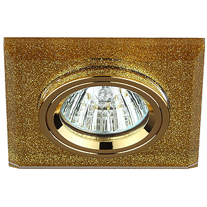 DK8 GD/SHGD Светильник ЭРА декор стекло квадрат MR16,12V, 50W, золото/золотой блеск (5/50)