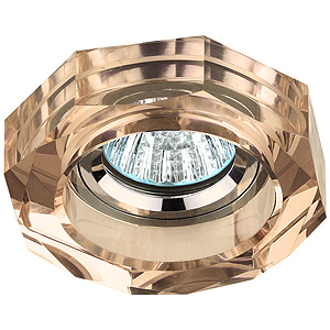 DK6 CH/TEA Светильник ЭРА декор стекло объемный многогранник MR16,12V, 50W, GU5,3 хром/чайный (30/16