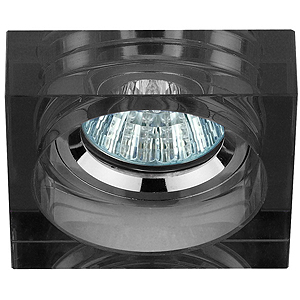 DK37 CH/BK Светильник ЭРА декор квадрат малый «толст.стекло» MR16,12V, 50W, хром/черный (30/1800)