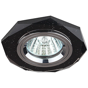 DK5 СH/BK Светильник ЭРА декор стекло многогранник MR16,12V, 50W, GU5,3 черн блеск/хром (50/1750)