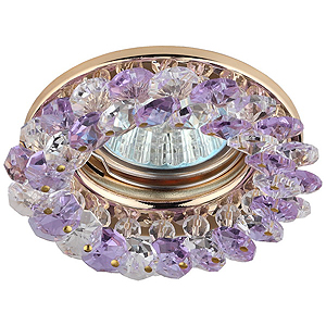 DK16 GD/WH/PU Светильник ЭРА декор «круглый с мелкими хрусталиками» золото/прозрачный фиолетовый (3