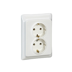 782113 Legrand 2-я розетка с заземл. 2х2К 16AX БЕЛ KPT (5/30)