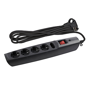 SFX-5es-2m-B Сет.фильтр ЭРА (черный) с заземл, 3x1мм2, со шт, с выкл, 5гн, 2м (20/200)