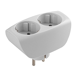 SP-2e-W ЭРА Тройник 2гн, с заземл, со шторками (белый) (10/60/1440)