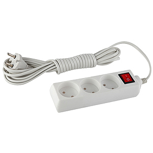 UX-3s-1,5m Удлин-ль ЭРА без заземл, с выкл, 1300Вт, 3гн, 1,5м (20/840)