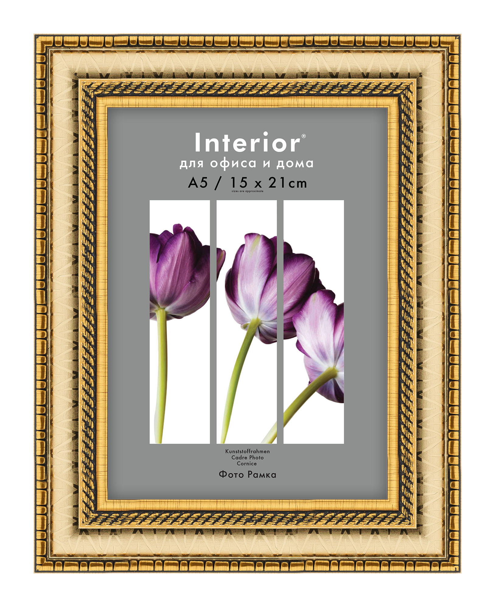 Interior 159G-6 15х21 пластик, широкая золото с патиной с 2 зол. кантами