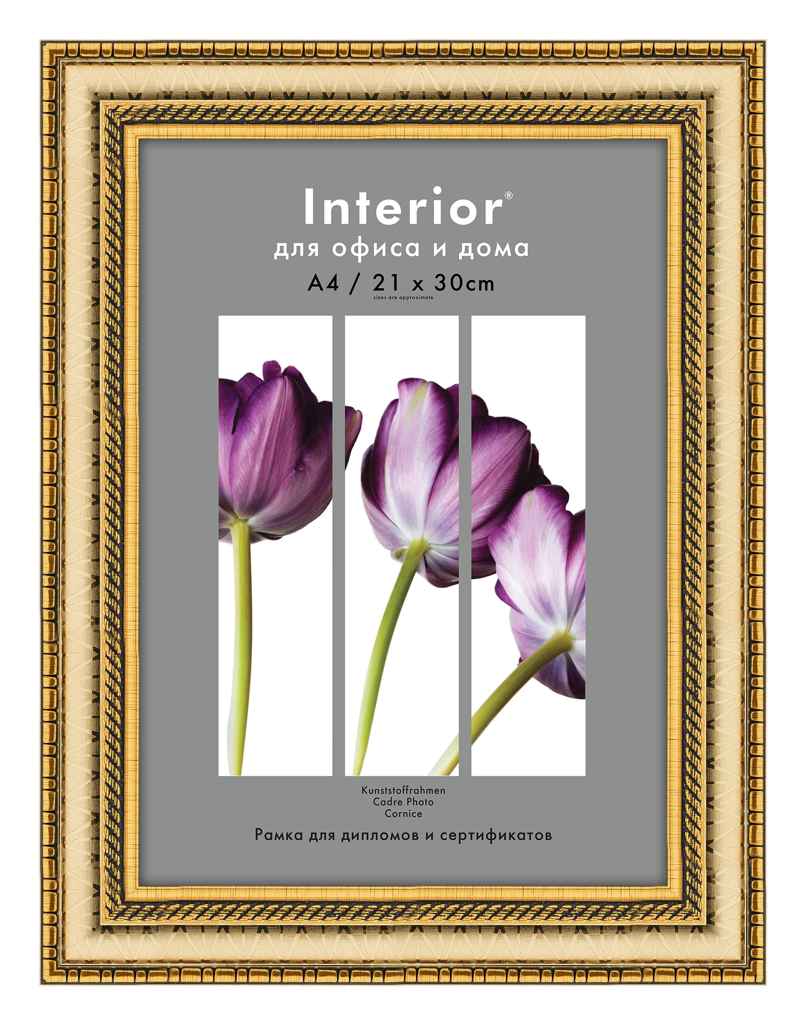 Interior 159G-8 21х30 пластик, широкая золото с патиной с 2 зол. кантами