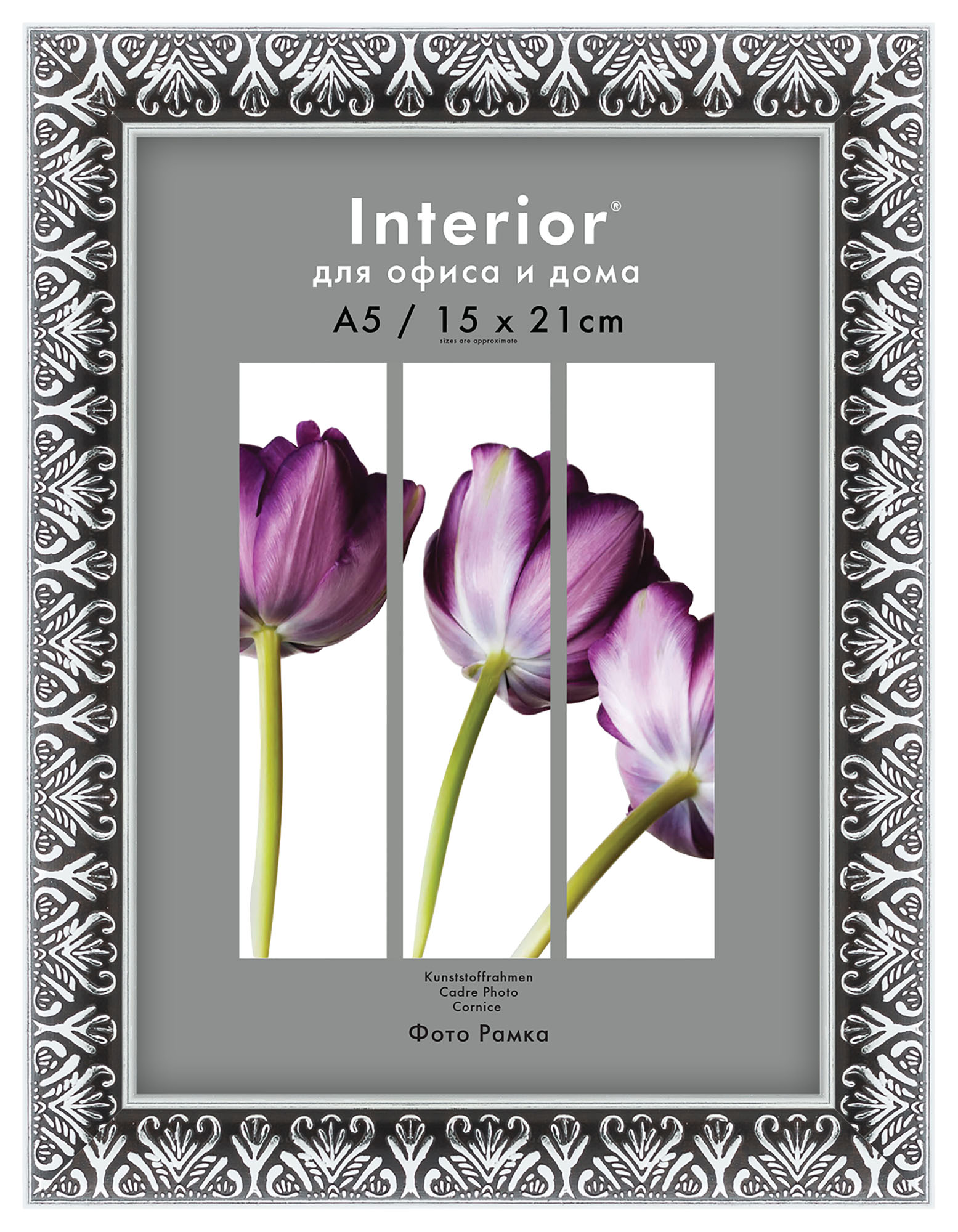 Interior 160G-6 15х21 пластик, серо-черн. с сер. орнаментом и кантом (62 шт.)