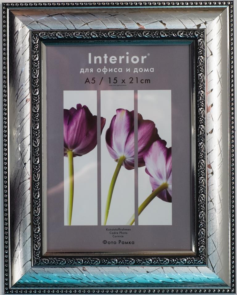 Interior 158G-6 15х21 пластик, широкая серебро с 2 сер. кантами