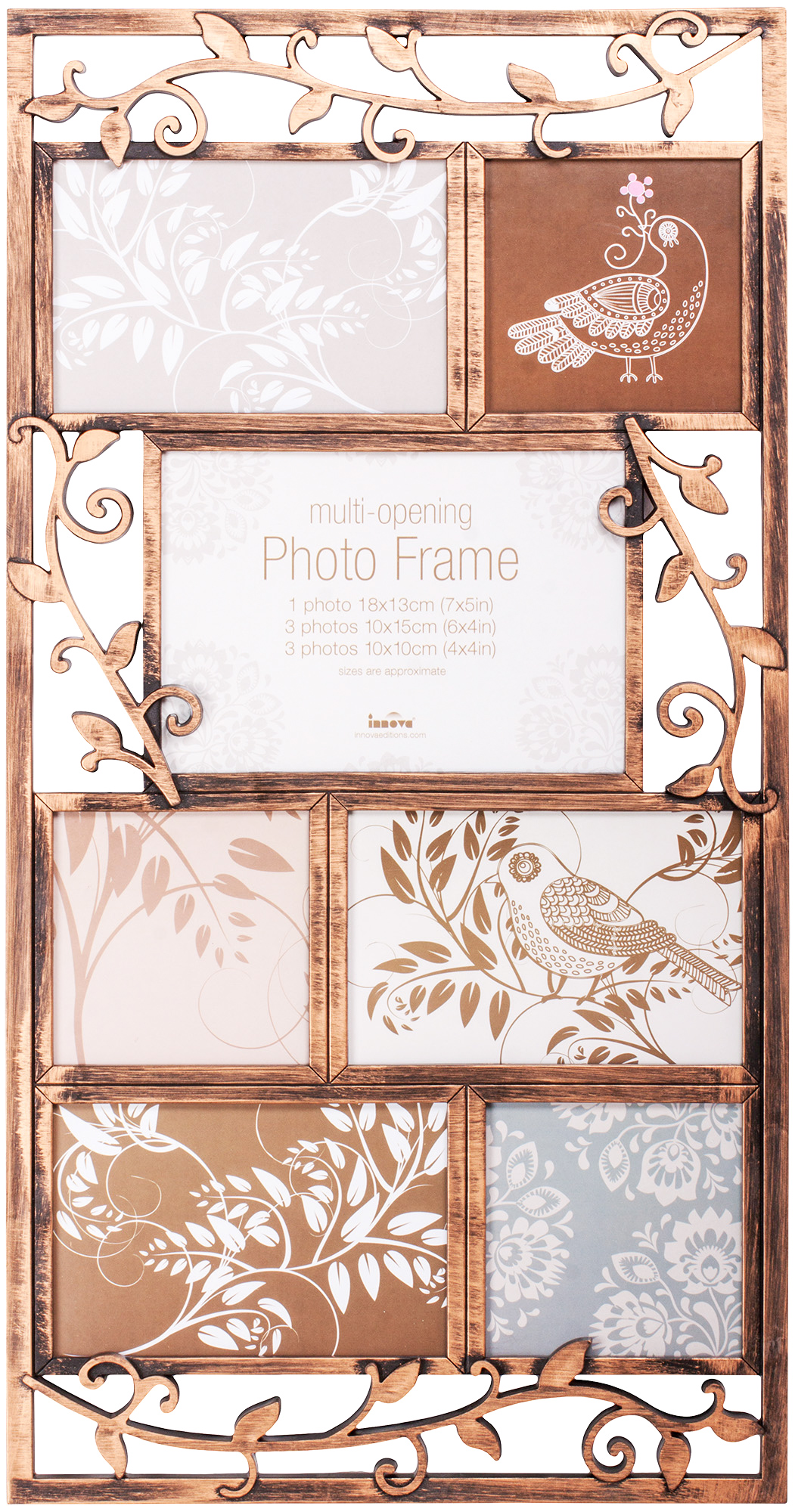 PI04986 Ф/рамка 7 фото 1 x 18*13, 3 x 10*15, 3 x 10*10 Milano V Bronze effect (5)