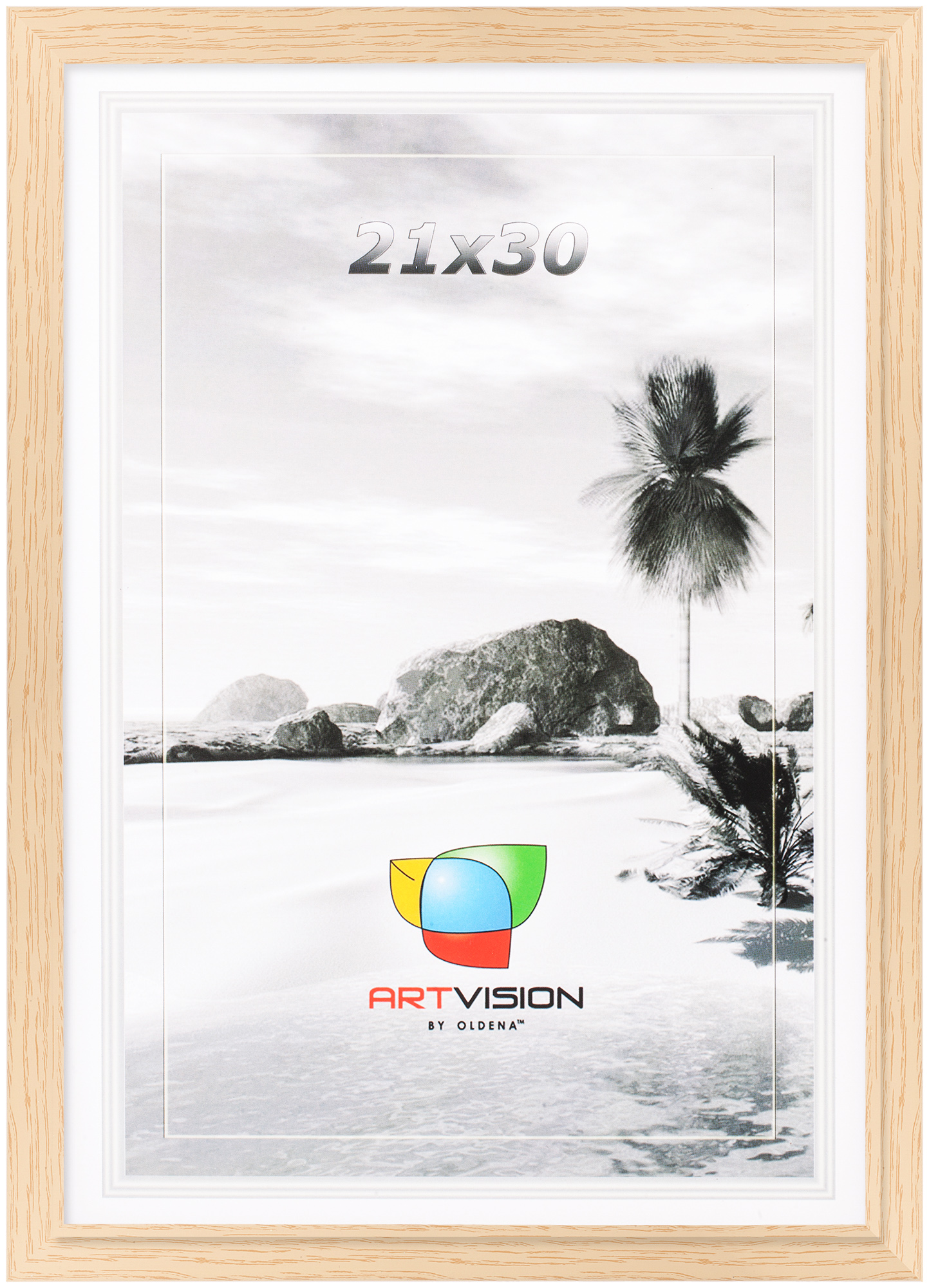 Фоторамка AV10026, пластик 21*30 плоский, Светлая сосна (24)