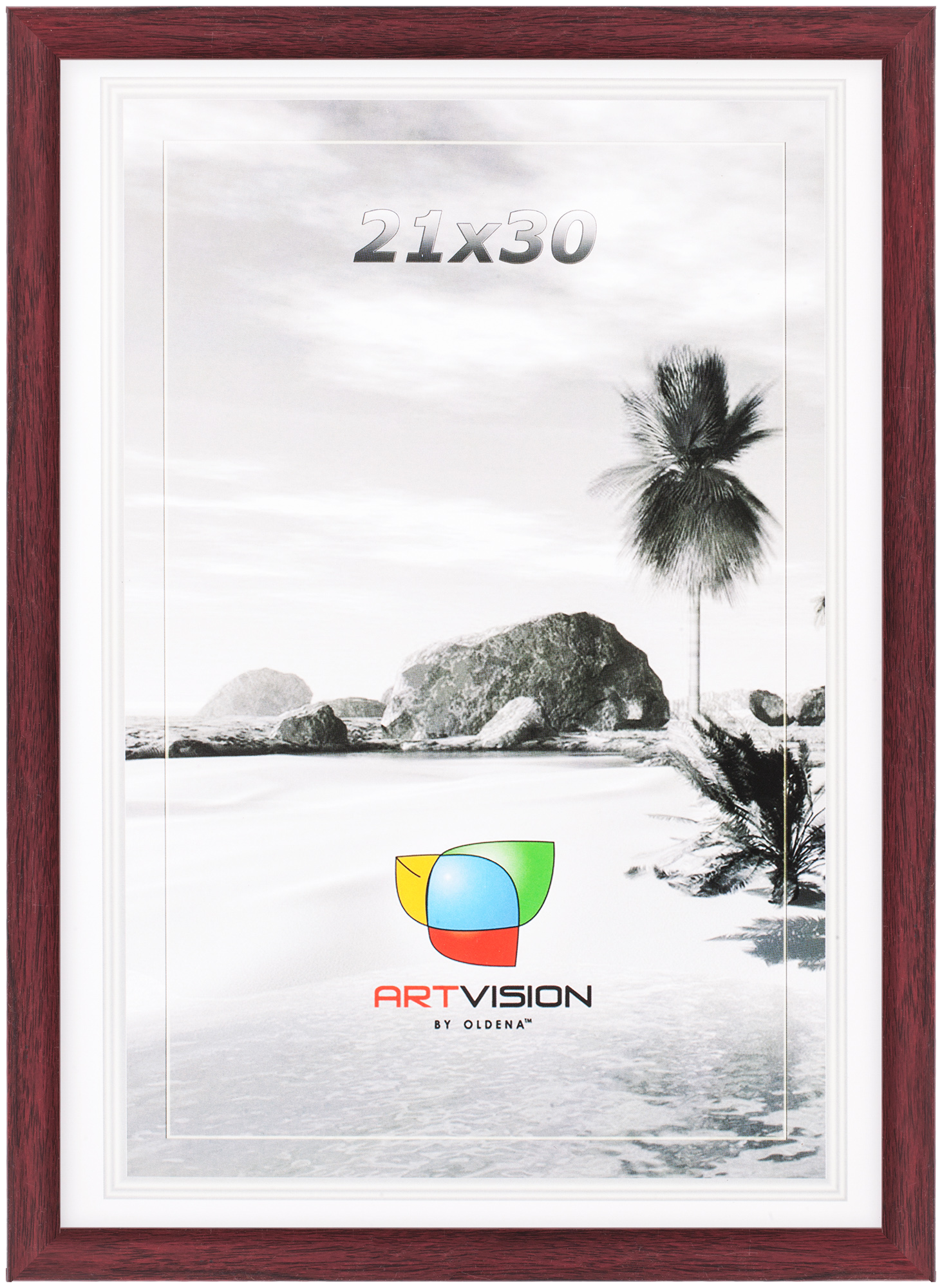 Фоторамка AV10028, пластик 21*30 плоский, Красное дерево (24)