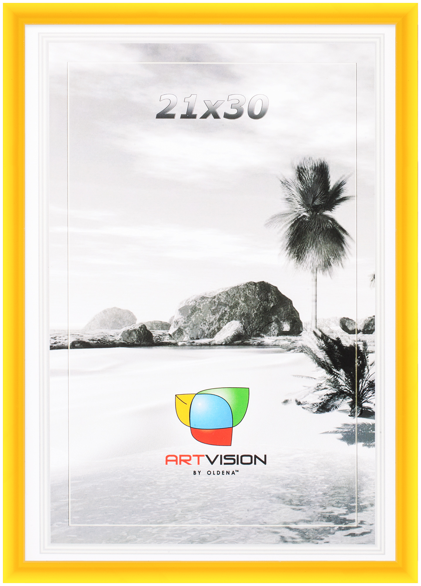Фоторамка AV10034, пластик 21*30 полукруглый, Желтая (24)