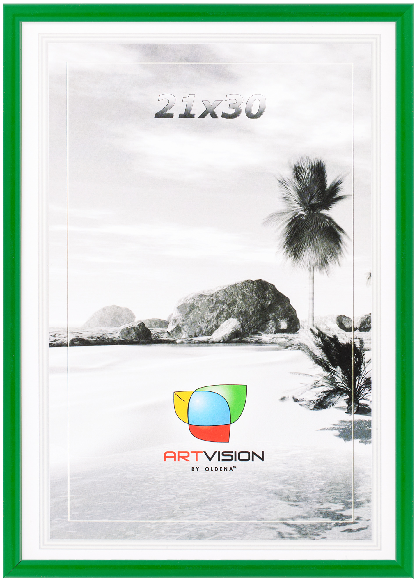 Фоторамка AV10035, пластик 21*30 полукруглый, Зеленая (24)