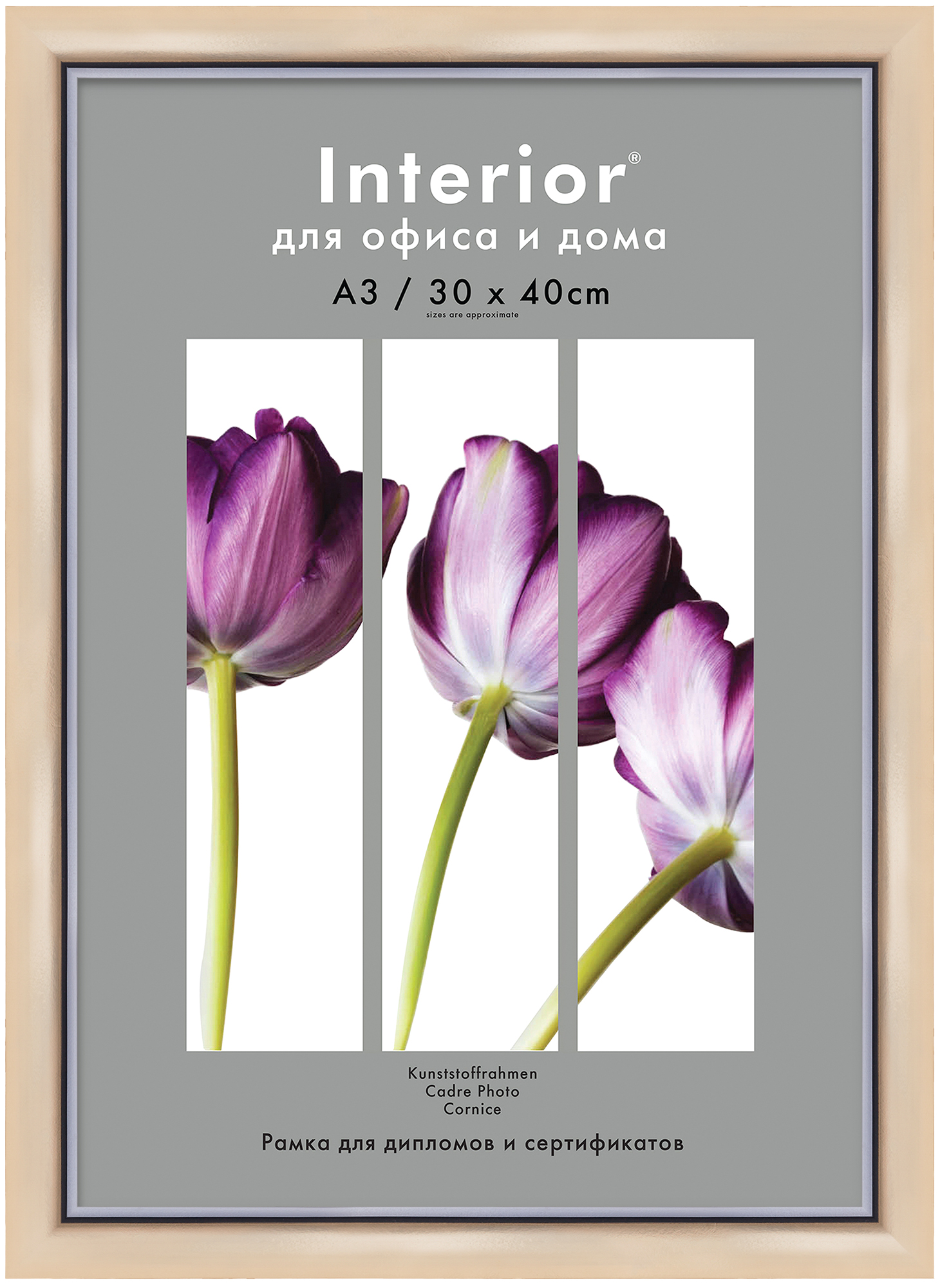 Interior 336G-12 30x40 пластик, золото с сер. кантом (25)