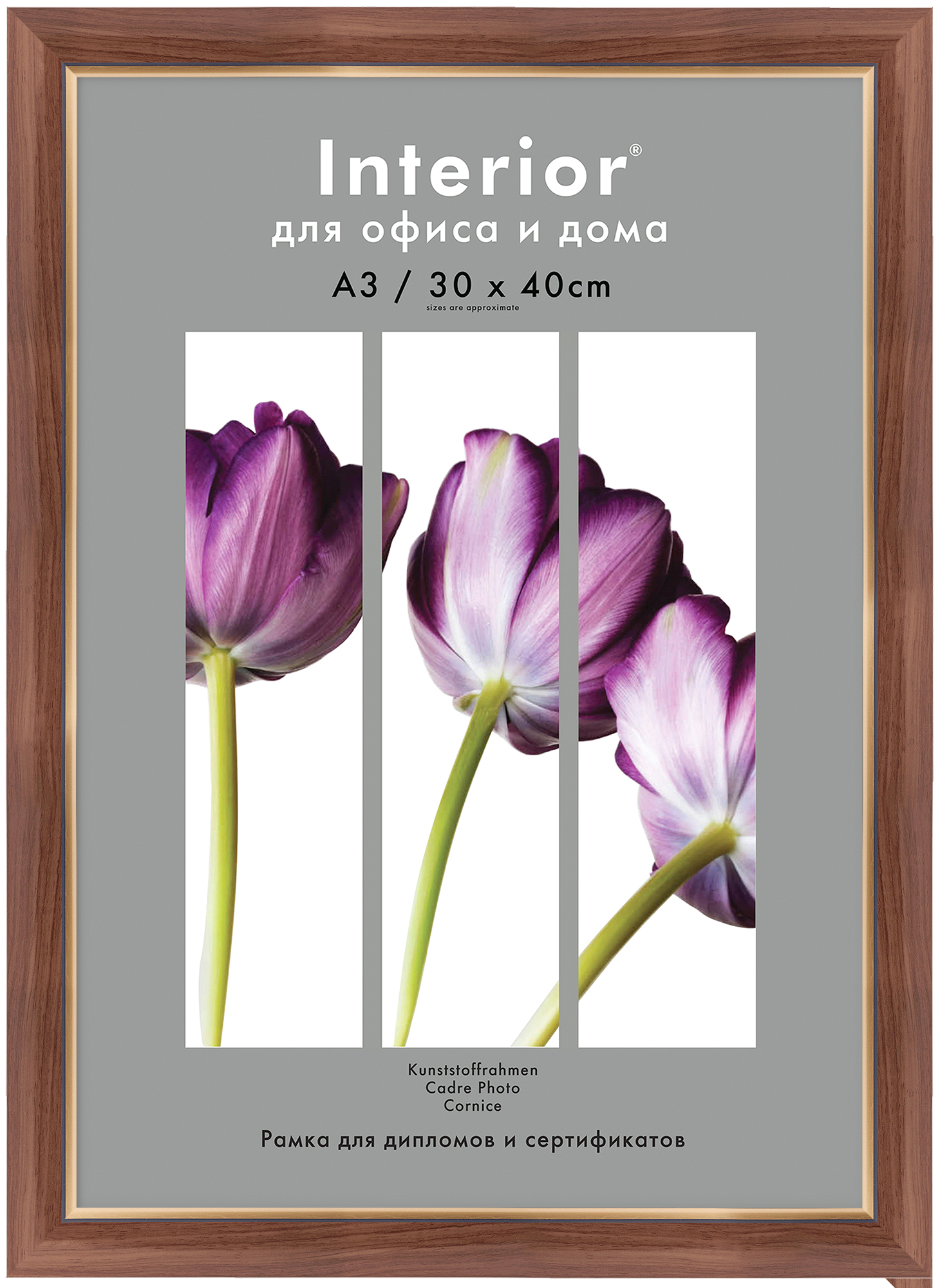 Interior 344G-12 30x40 пластик, коричневая с зол. кантом (25)