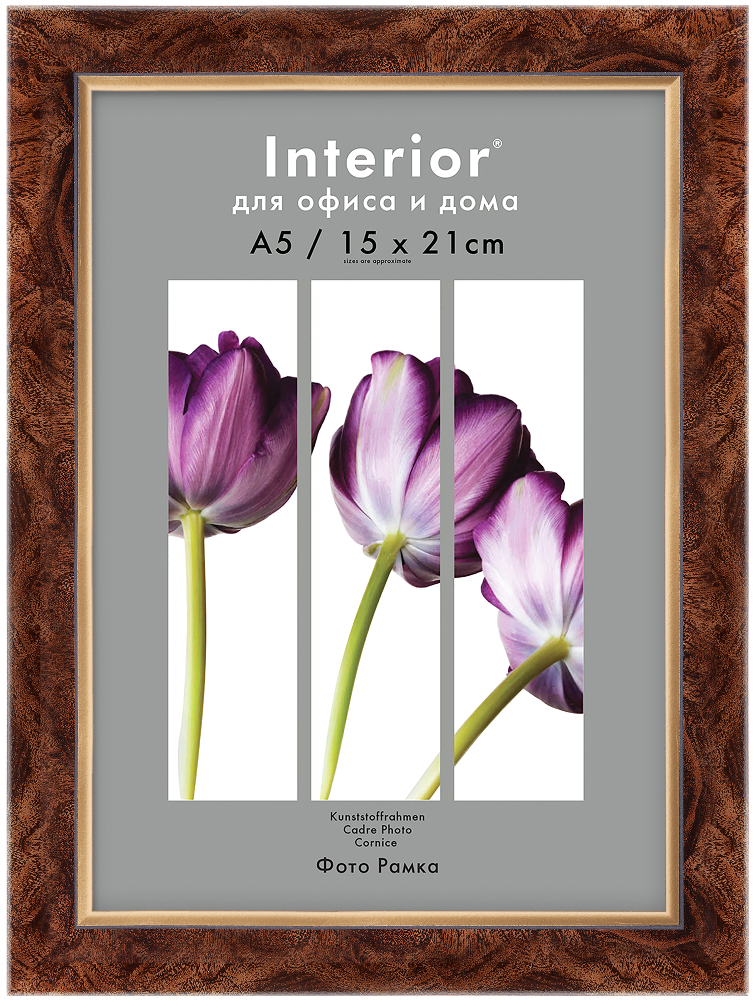 Interior 345G-6 15x21 пластик, темный орех с зол. кантом (28)