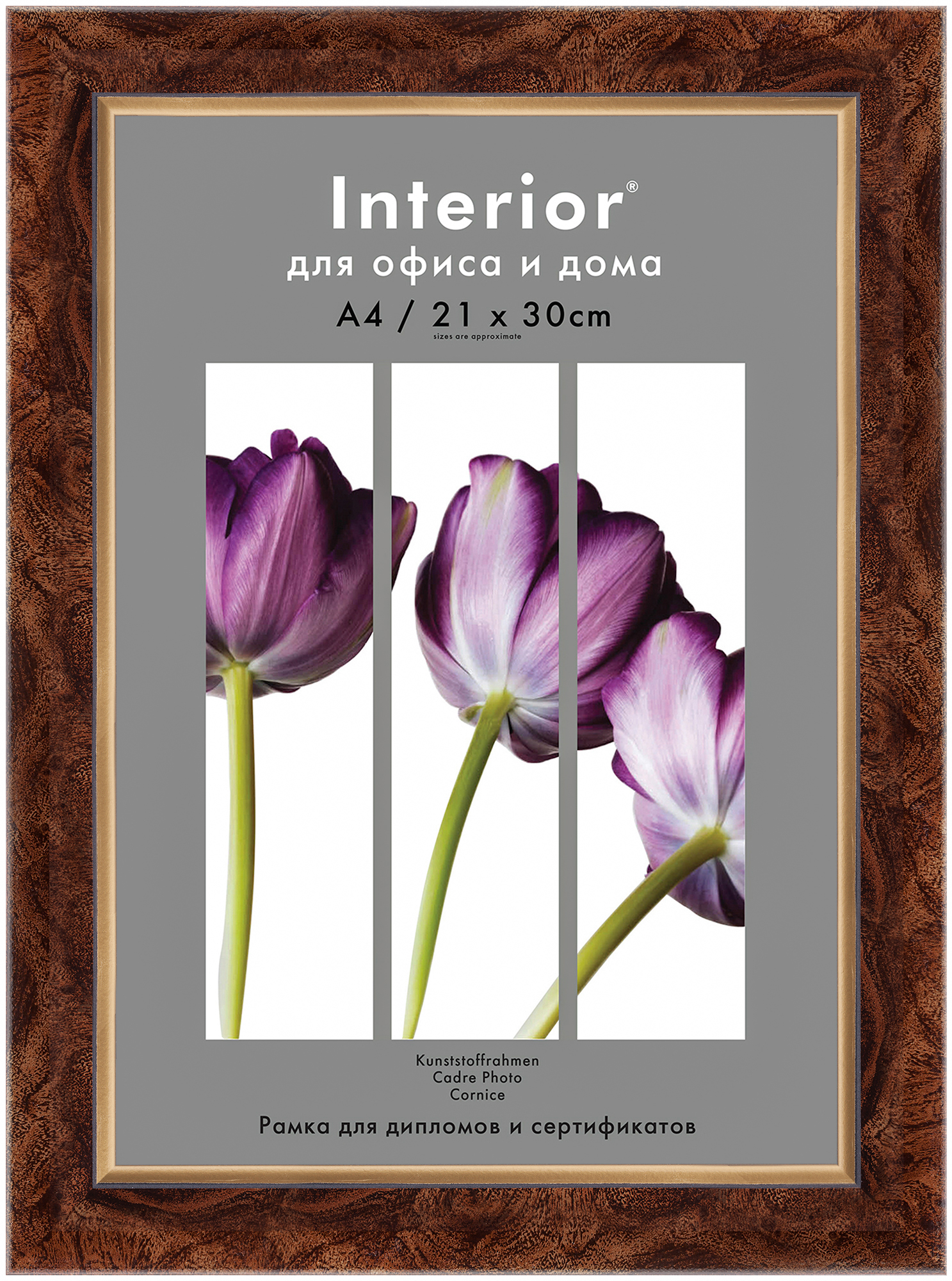 Interior 345G-8 21x30 пластик, темный орех с зол. кантом (25)