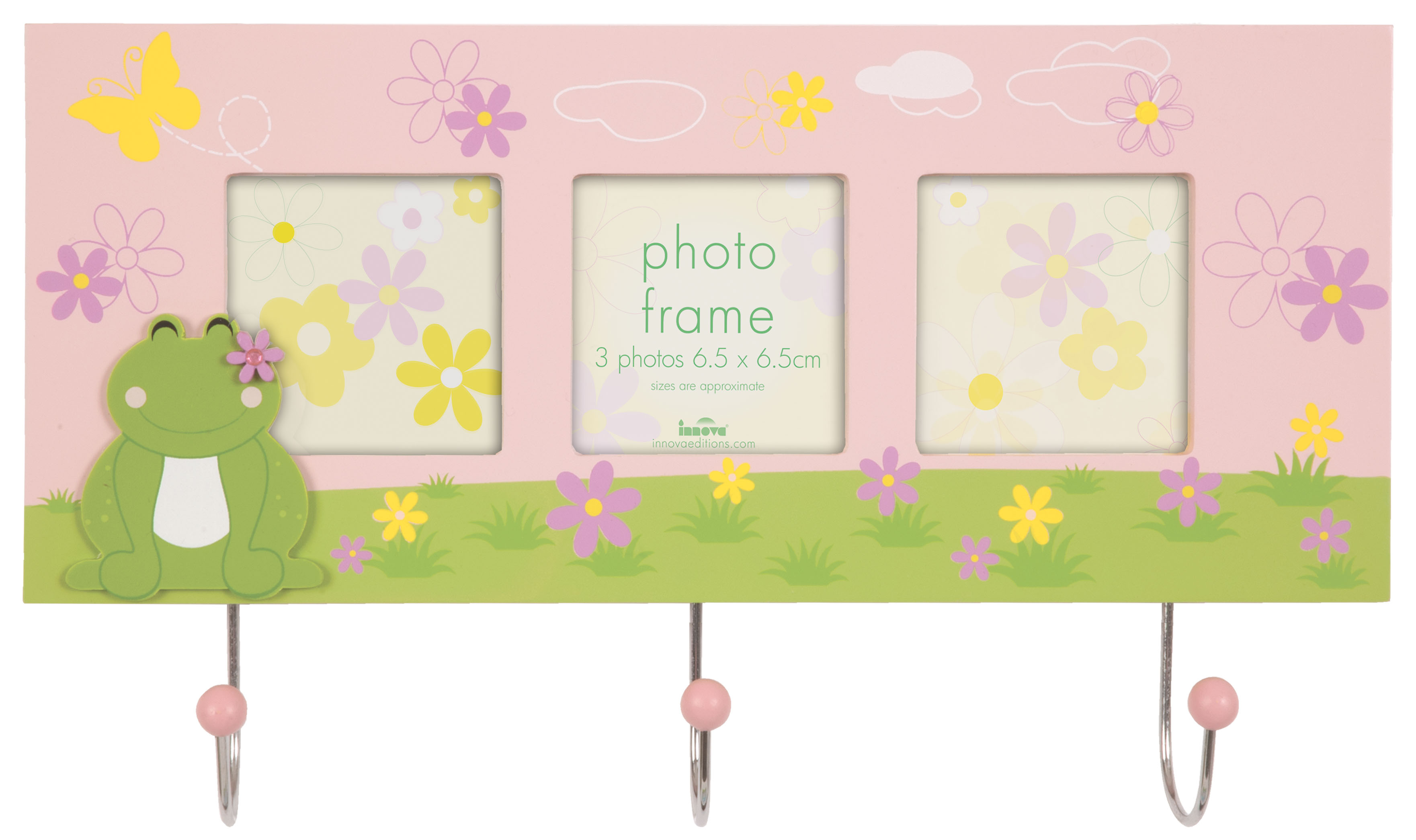 PI06400 Ф/рамка 3 фото 6*6 Cute Frog MDF (Крючки) (4) (2 blue/2 pink)