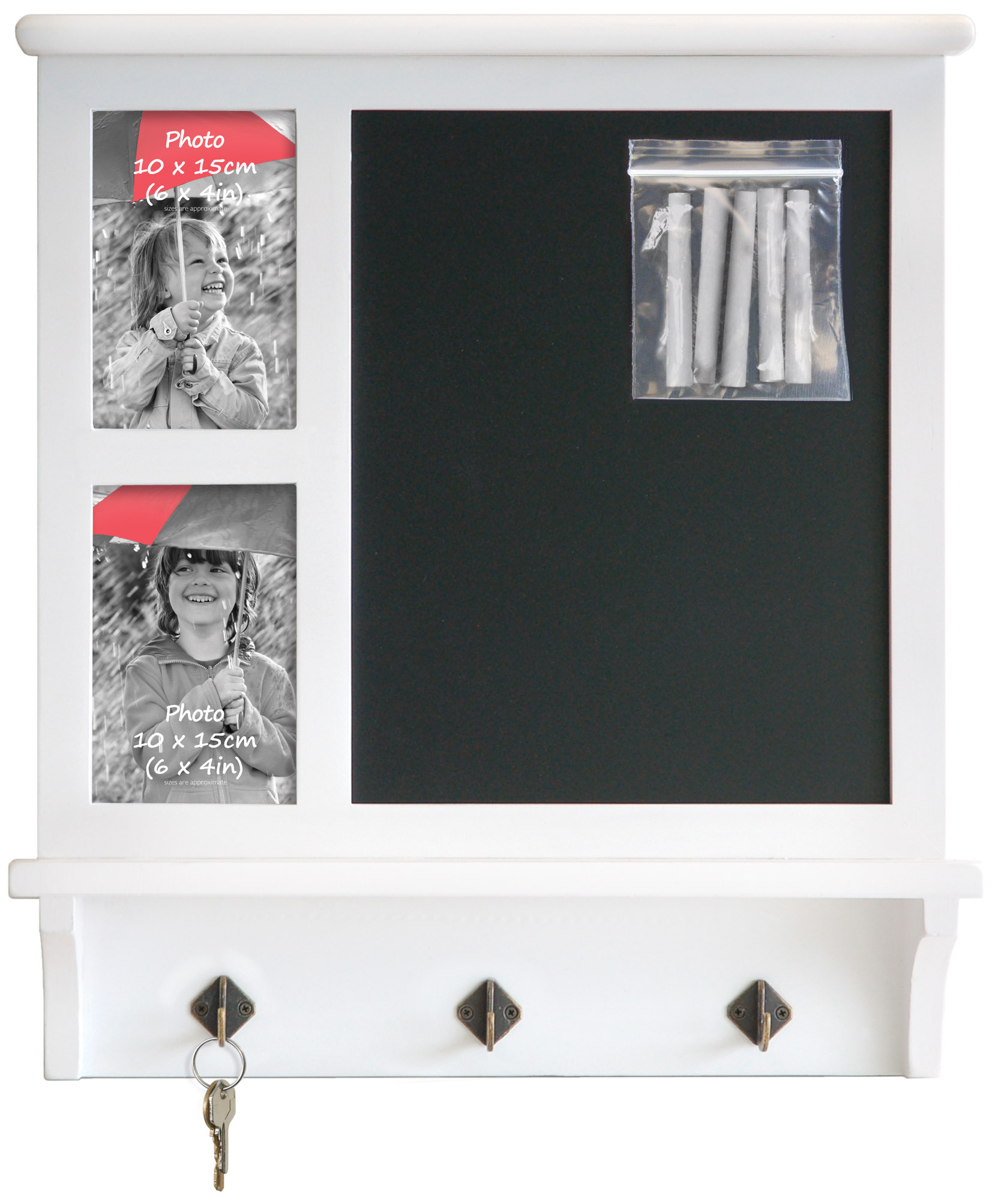 PI05745SD Ф/рамка Casa "Классная доска и крючки" 45x40cm на 2 фото 10x15 White (1)