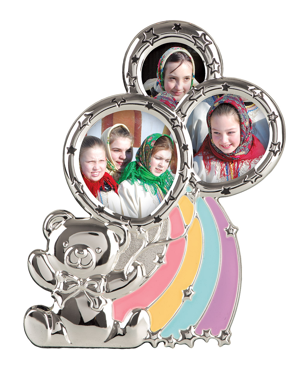 Hofmann 1024 металл на 3 фото детская, Мишка с воздушными шарами, размер 17х19 см