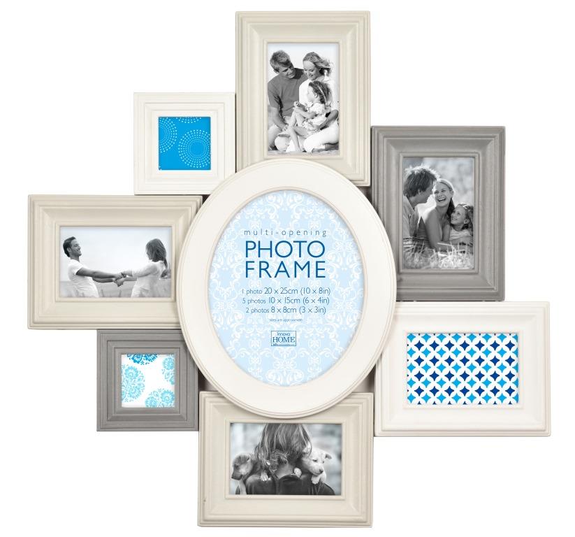 PI07207 Ф/рамка 8 фото 1 x 20*25, 5 x 10*15, 2 x 8*8 Madeira VIII MDF (White&amp;Grey) (6)