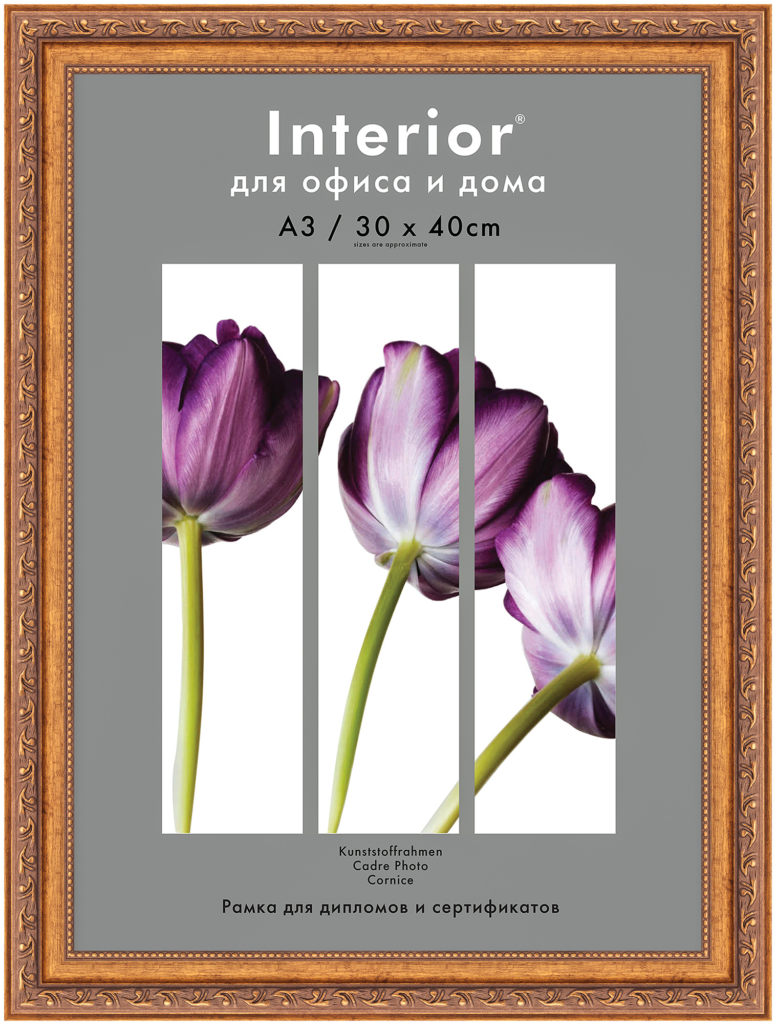 Interior 368G-12 30x40 пластик, золото с вязью, состаренная (16)