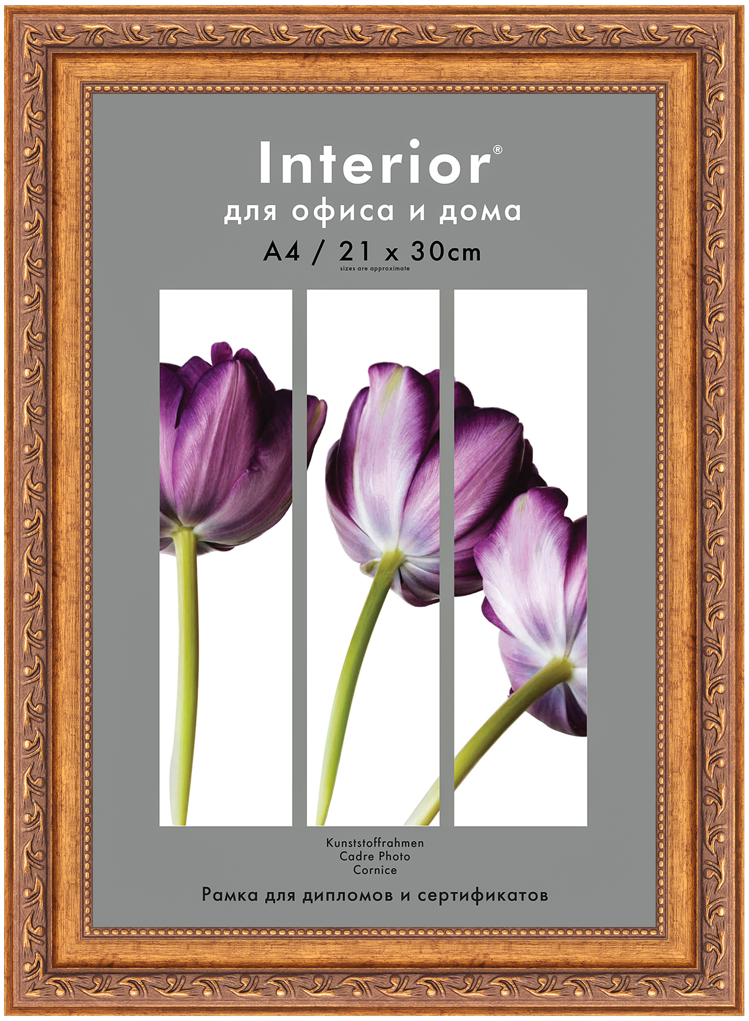 Interior 368G-8 21x30 (A4) пластик, золото с вязью, состаренная (20)