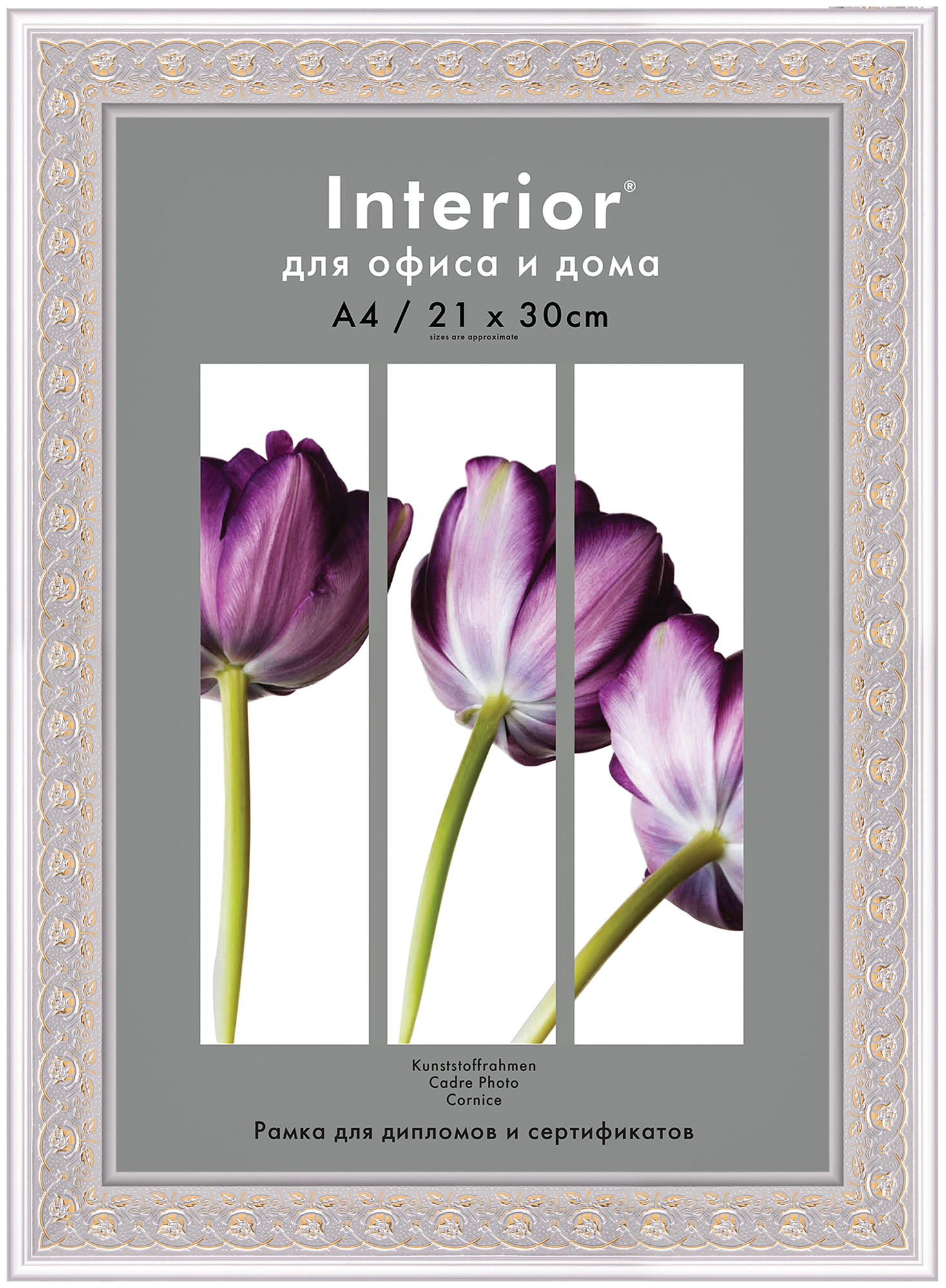 Interior 374G-8 21x30 (A4) пластик, серебро, золотые розы (20/26)