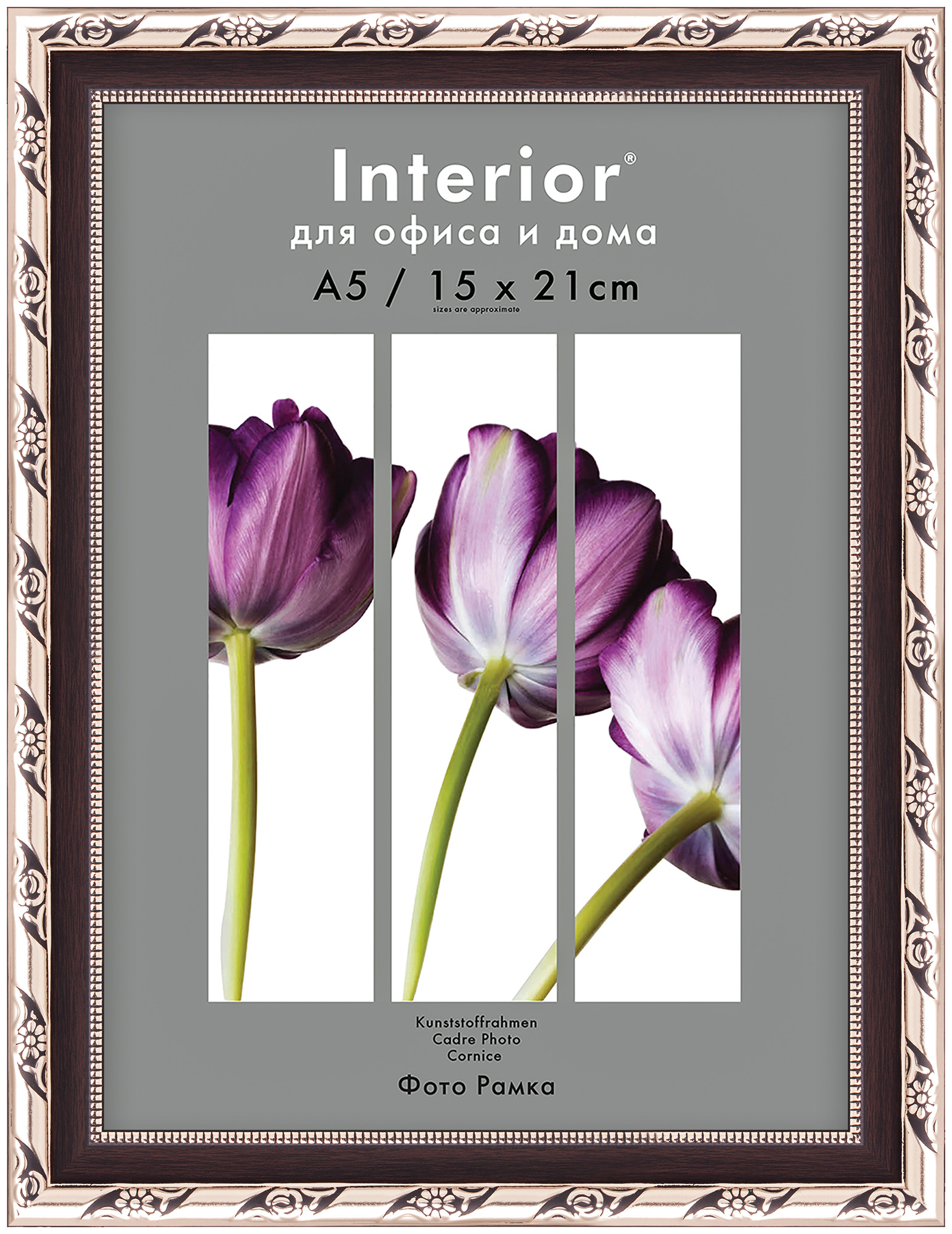 Interior 380G-6 15x21 (А5) пластик, венге, бело-золотая вязь и кант (19)