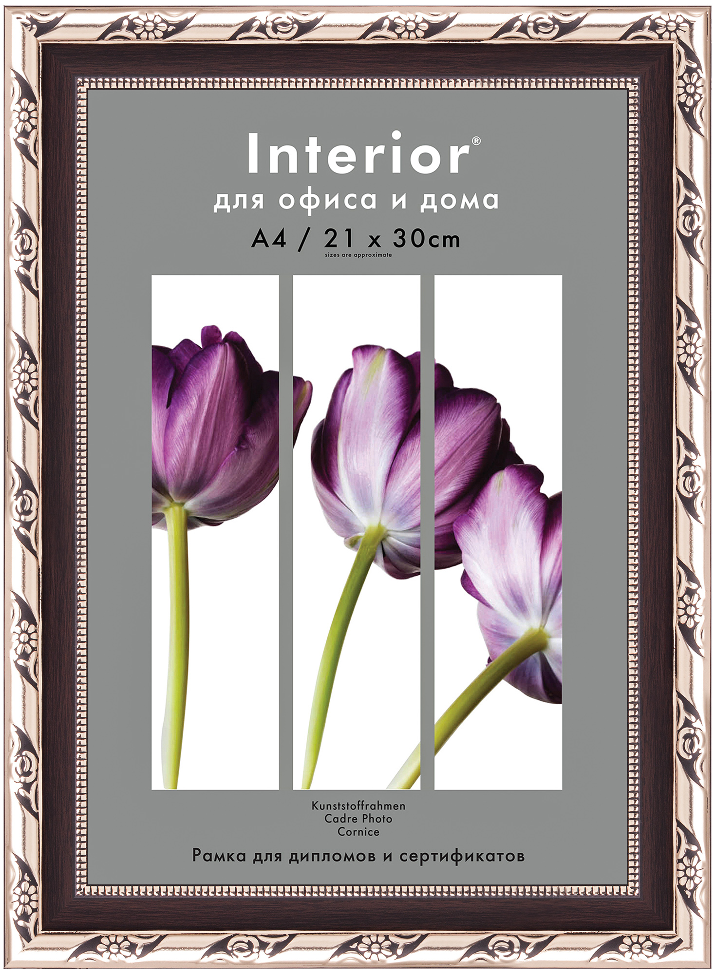 Interior 380G-8 21x30 (A4) пластик, венге, бело-золотая вязь и кант (27)