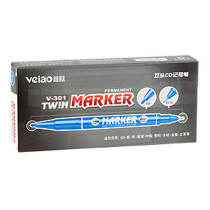 Маркер двухсторон. CD/DVD синий (10) (10/100)