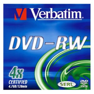 43635 Verbatim DVD-RW 4.7Gb, 4х Slim (3) (3/60/6300)