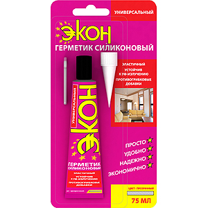Экон Герметик Силикон. Универс.(прозрач.) BL-1, 75 мл (24)