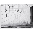 FP02913 Glass art 60x80cm NYC Retro, Painters on Brooklyn Bridge  