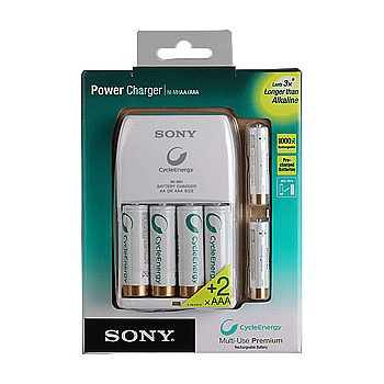 Sony [BCG34HLD6KN] Sony Power Charger+4 AA 2100mAh BLUE+2AAA 800mAh BLUE (10/420)