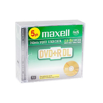 MAXELL Maxell DVD + R 8.5 Gb, 8x, Jewel (5) Double Layer (5/50/2400)