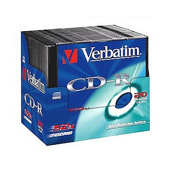 VERBATIM 43348 Verbatim CD-R 700mb, 52x, Slim (20) (20/100/6000)