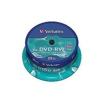 VERBATIM 43639 Verbatim DVD-RW 4.7Gb, 4x Cake (25) (25/200/16000)